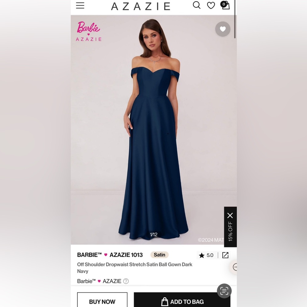 Azazie Navy Stretch Satin Dress